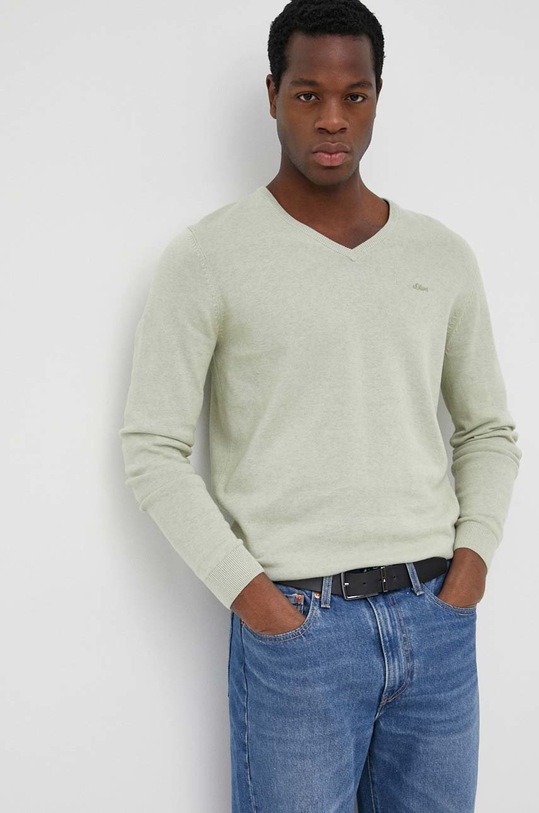 Бавовняний светер s.Oliver 2040666.72W0 зелений AA00