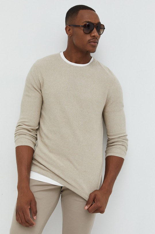 Βαμβακερό πουλόβερ Jack & Jones μπεζ 12201706.Crockery