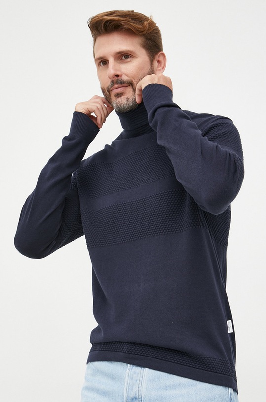 Selected Homme pamut pulóver sima sötétkék 16084077.DarkSapphi