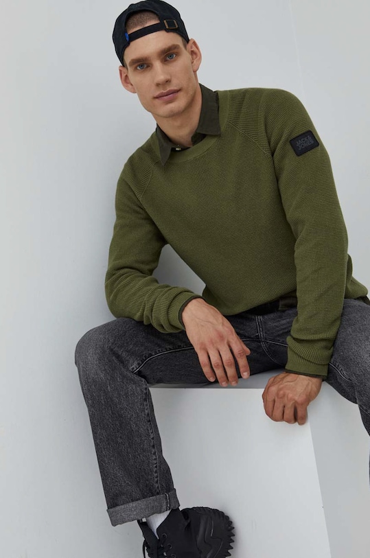 Bavlněný svetr Jack & Jones Jcoclassic 12213677.FourLeafCl zelená AA00