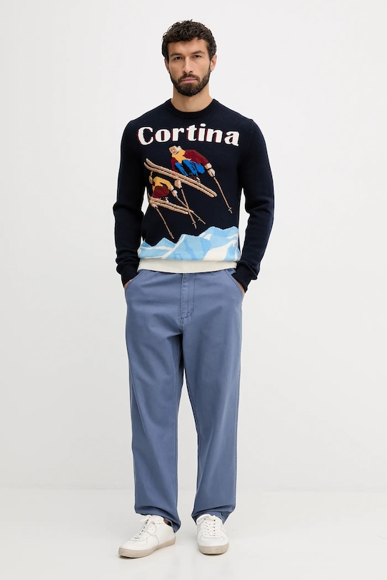 Vlnený sveter MC2 Saint Barth HER0011 tmavomodrá AA00