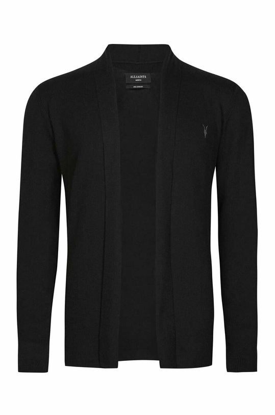 AllSaints kardigan wełniany MODE MERINO OPEN CAR MK002D czarny