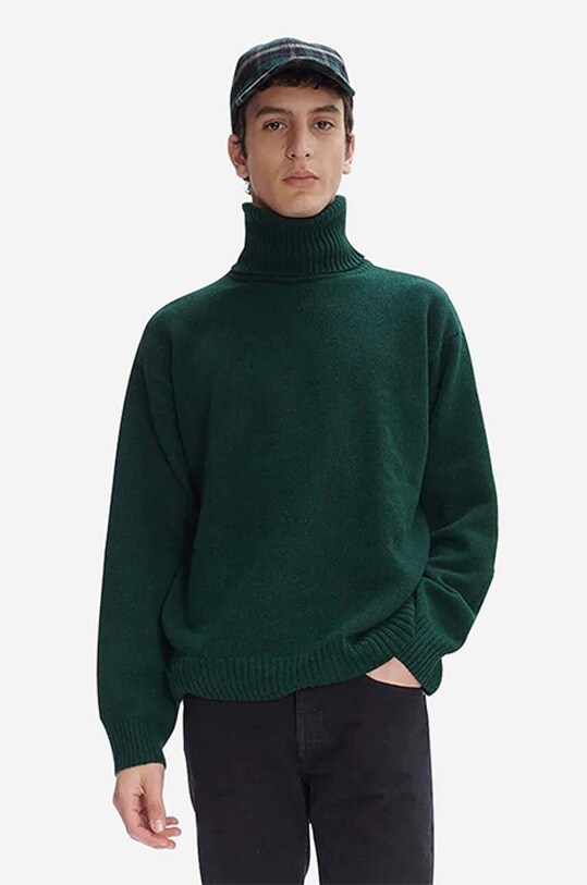 Μάλλινο πουλόβερ A.P.C. απλό πράσινο WVAWK.H23135