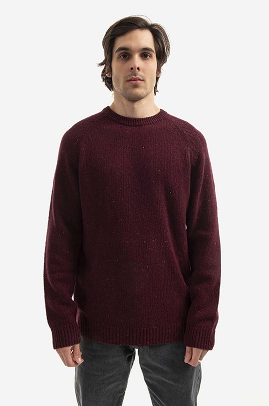 Carhartt WIP sweter wełniany okrągły czerwony I010977