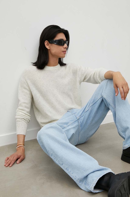 American Vintage sweter wełniany MRAZ18A szary AA00