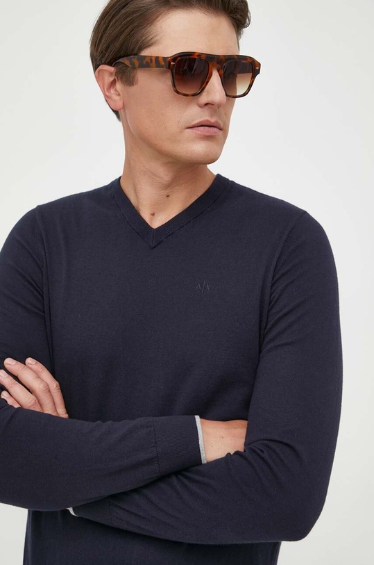 Armani Exchange sweter z domieszką kaszmiru granatowy 8NZM4B.ZM1HZ.NOS