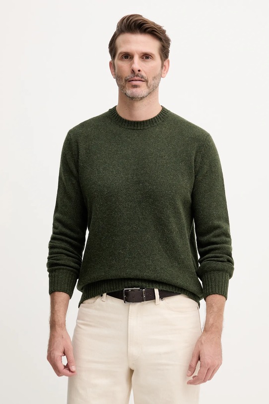 United Colors of Benetton sweter wełniany okrągły zielony 103MK1N24.507.