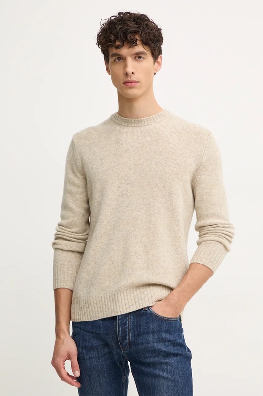 United Colors of Benetton pulover de lana grosime medie bej 103MK1N24.507.