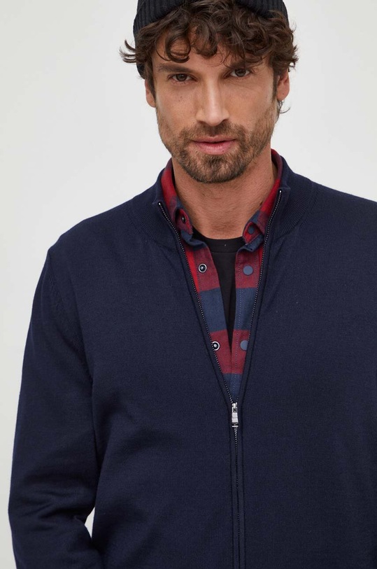 Μάλλινη ζακέτα BOSS σκούρο μπλε 50468254