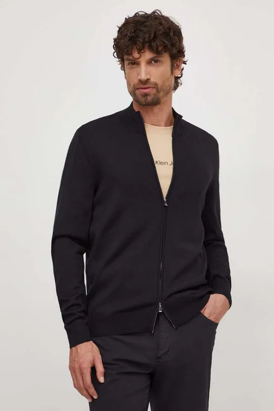 BOSS cardigan din lână uni negru 50468254