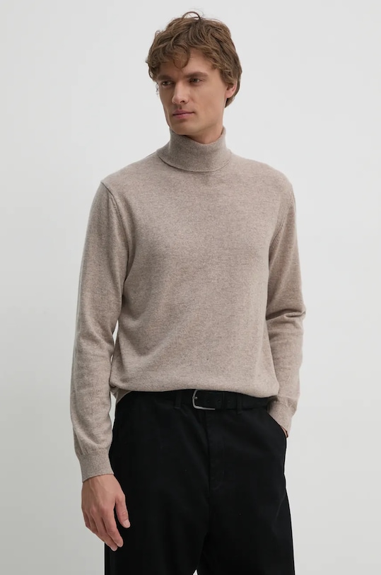 Шерстяной свитер United Colors of Benetton меланж бежевый 1002U2180