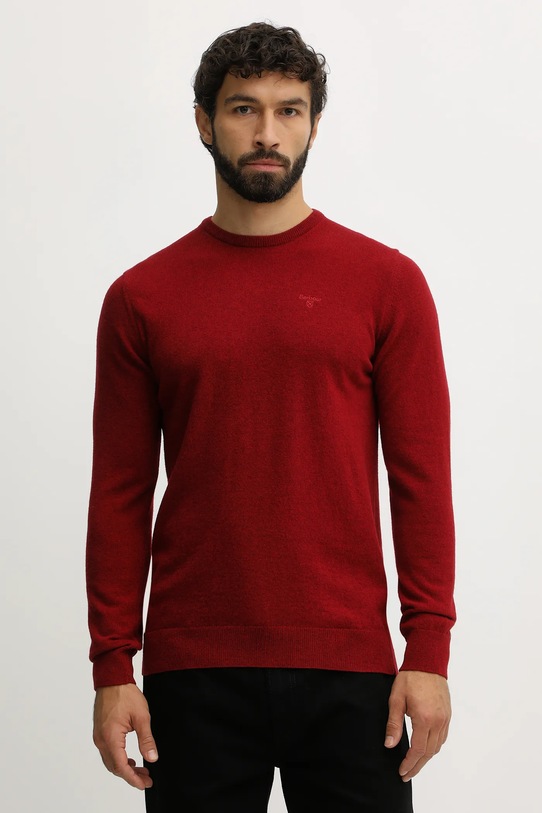 Barbour sweter wełniany okrągły bordowy MKN0345
