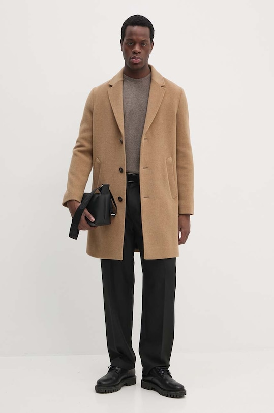 Barbour sweter wełniany MKN0345 brązowy AA00