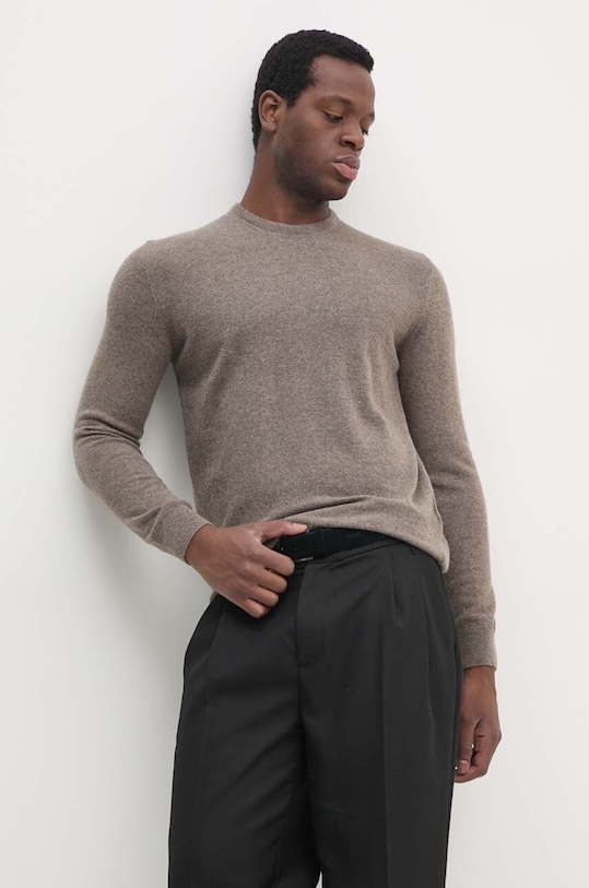 Barbour sweter wełniany brązowy MKN0345