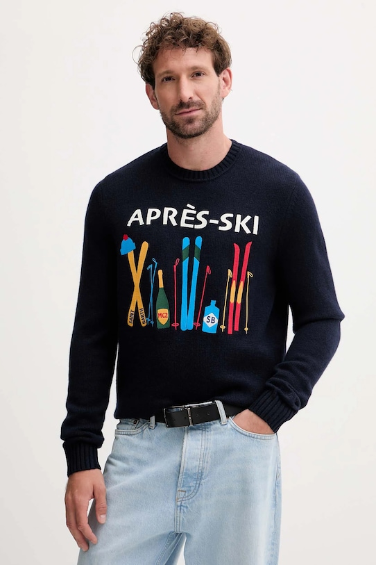 Вовняний светр MC2 Saint Barth тонкий темно-синій BOMD005