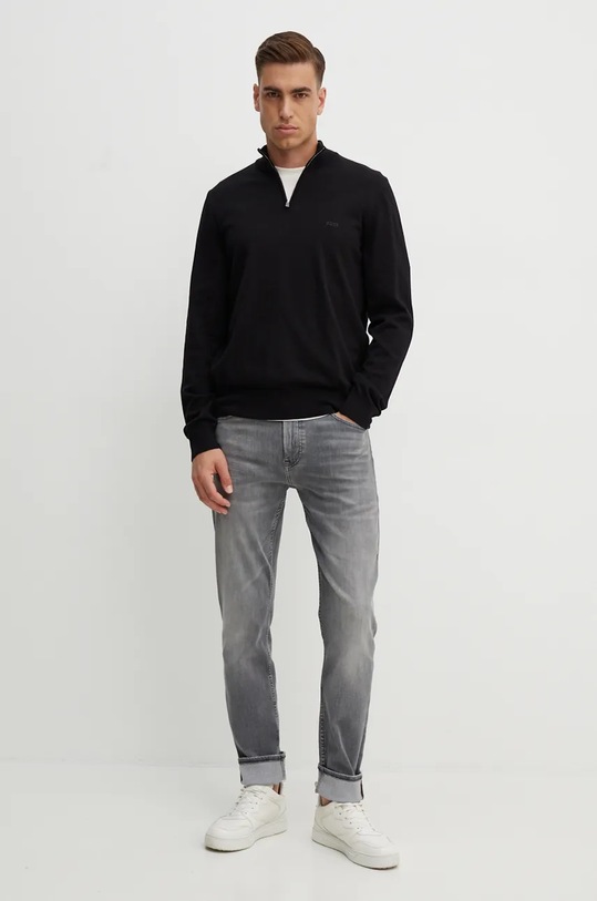 Бавовняний светр BOSS Padro-L 50516914 чорний AA00