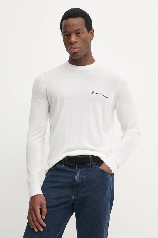 Вовняний светр Armani Exchange тонкий бежевий 8NZM5A.ZM1YZ