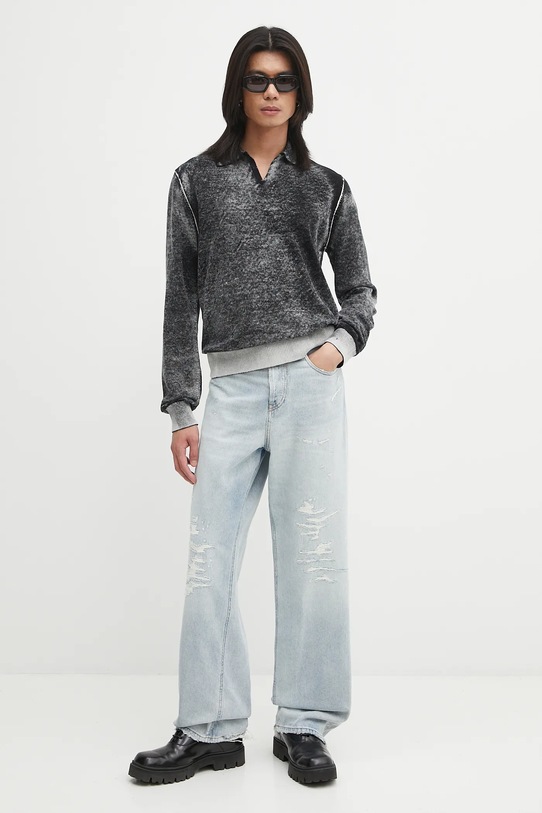 Bavlněný svetr Diesel K-LORENZO A14849.0BEAR šedá AA00