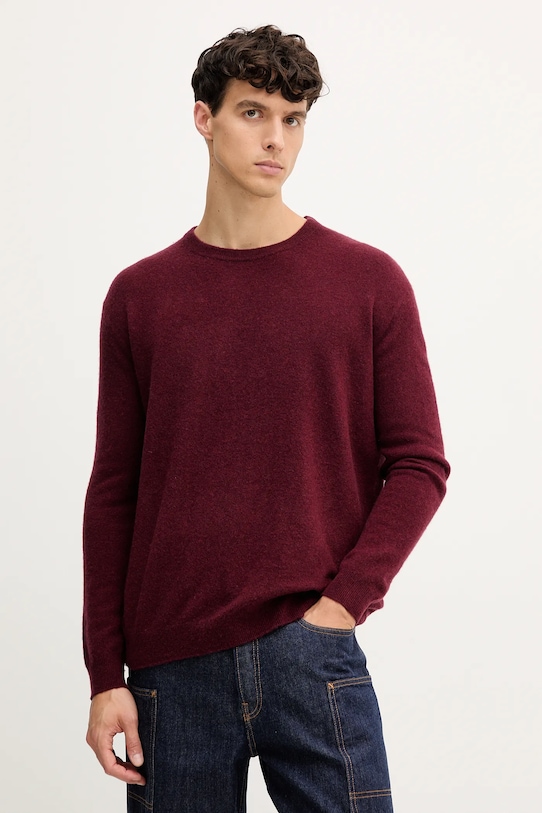 American Vintage pulover de lână grosime medie burgundia MRAX18A