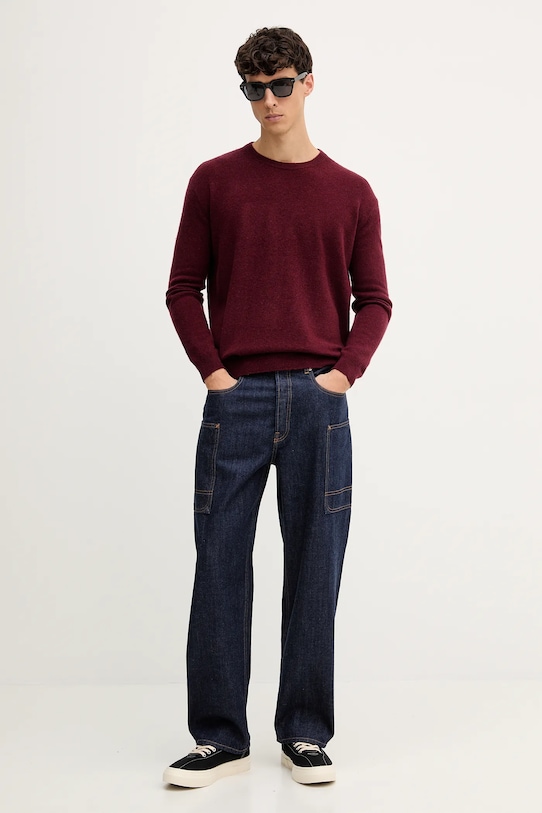 American Vintage pulover de lână MRAX18A burgundia AA00