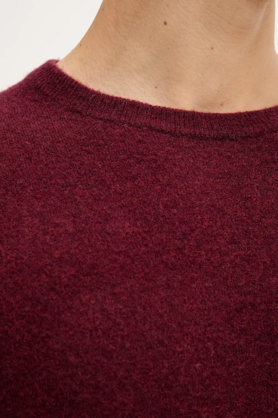 American Vintage pulover de lână MRAX18A burgundia