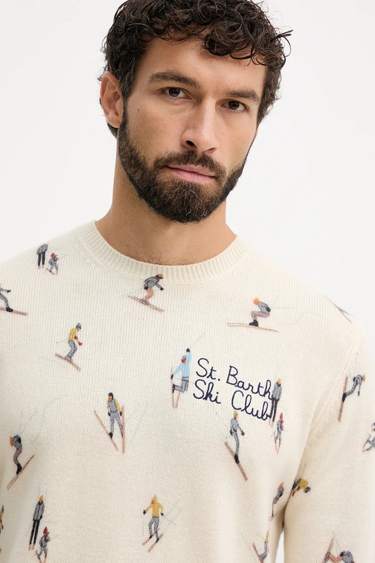 MC2 Saint Barth sweter z dodatkiem wełny beżowy HER0022