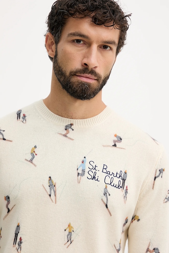 MC2 Saint Barth sweter z dodatkiem wełny beżowy HER0022