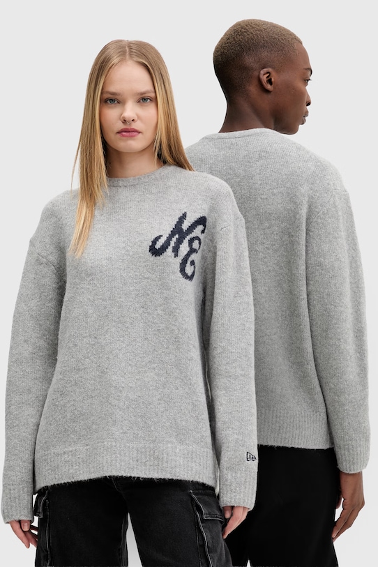 Светр з домішкою вовни New Era з додаванням вовни сірий 60684380
