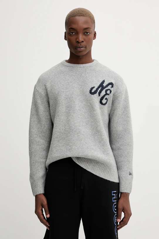 New Era sweter z domieszką wełny okrągły szary 60684380