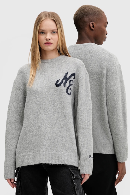 New Era pulover din amestec de lână grosime medie gri 60684380