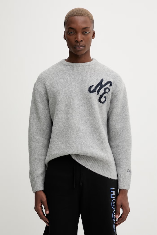 Светр з домішкою вовни New Era сірий 60684380