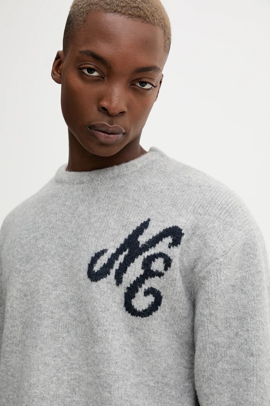 New Era sweter z domieszką wełny szary 60684380