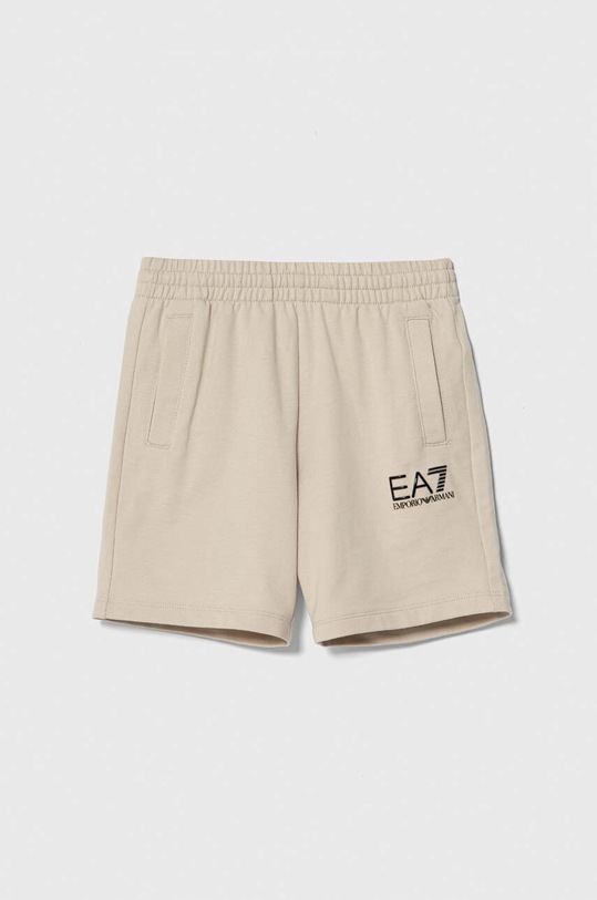EA7 Emporio Armani szorty bawełniane dziecięce nadruk beżowy 8NBS51.BJ05Z