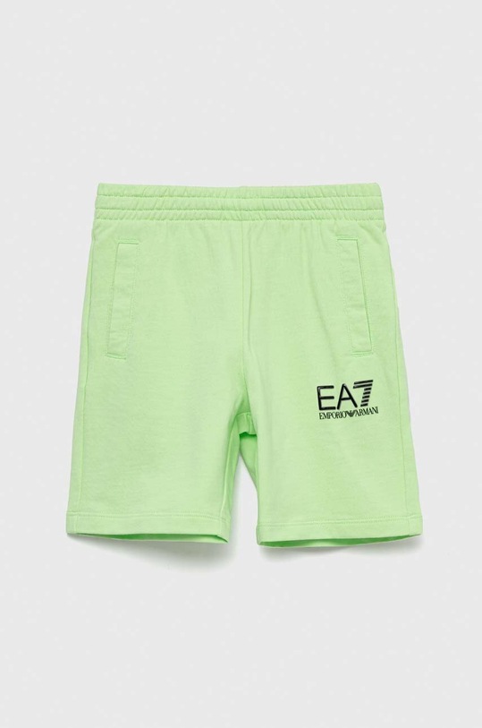 EA7 Emporio Armani szorty bawełniane dziecięce nadruk zielony 8NBS51.BJ05Z