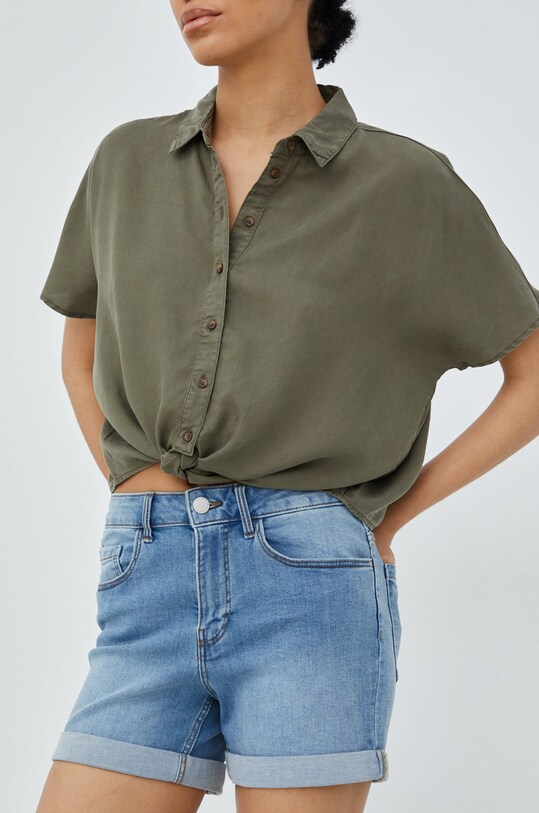 Vila pantaloni scurti jeans jeans albastru 14068521.MediumBlue