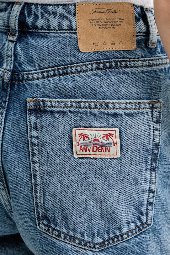 American Vintage szorty jeansowe bawełniane niebieski JOY09A