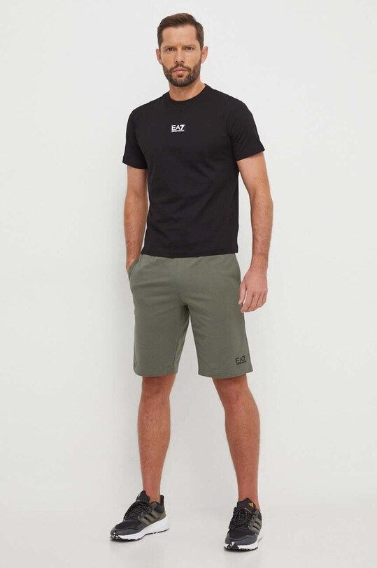 Βαμβακερό σορτσάκι EA7 Emporio Armani 8NPS02.PJ05Z πράσινο SS24