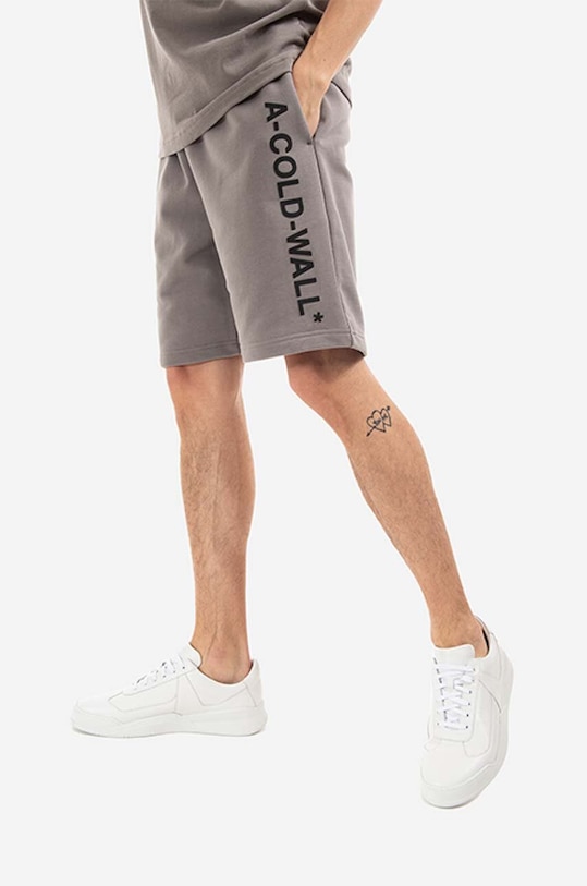 A-COLD-WALL* cotton shorts Essential Logo gray ACWMB118