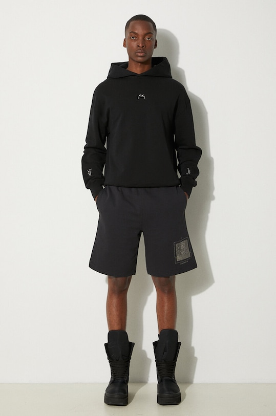 Памучен къс панталон A-COLD-WALL* Foil Grid Sweat Shorts ACWMB132 BLACK ACWMB132. черен AA00