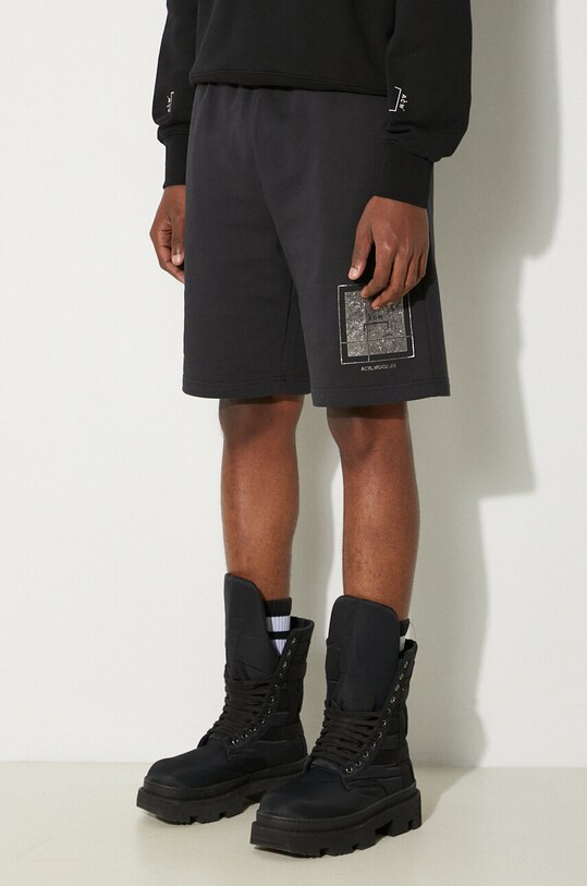 A-COLD-WALL* cotton shorts Foil Grid Sweat Shorts black ACWMB132.