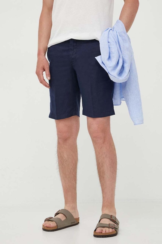 Plátěné kraťasy United Colors of Benetton len námořnická modř 4AGH59548.016