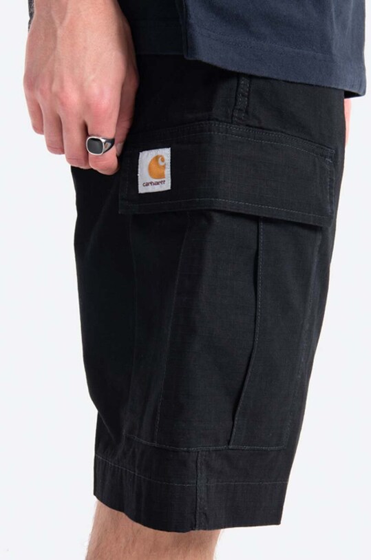 Бавовняні шорти Carhartt WIP Regular Cargo Short чорний I028246.BLACK