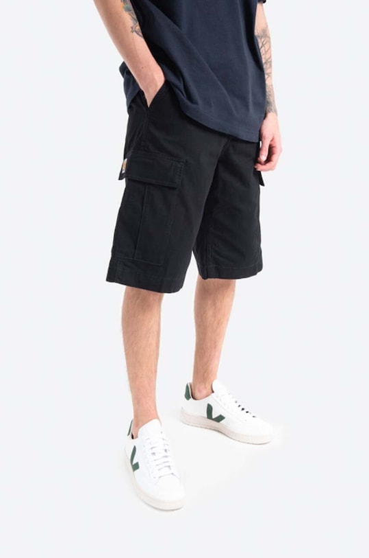Βαμβακερό σορτσάκι Carhartt WIP Regular Cargo Short I028246.BLACK μαύρο