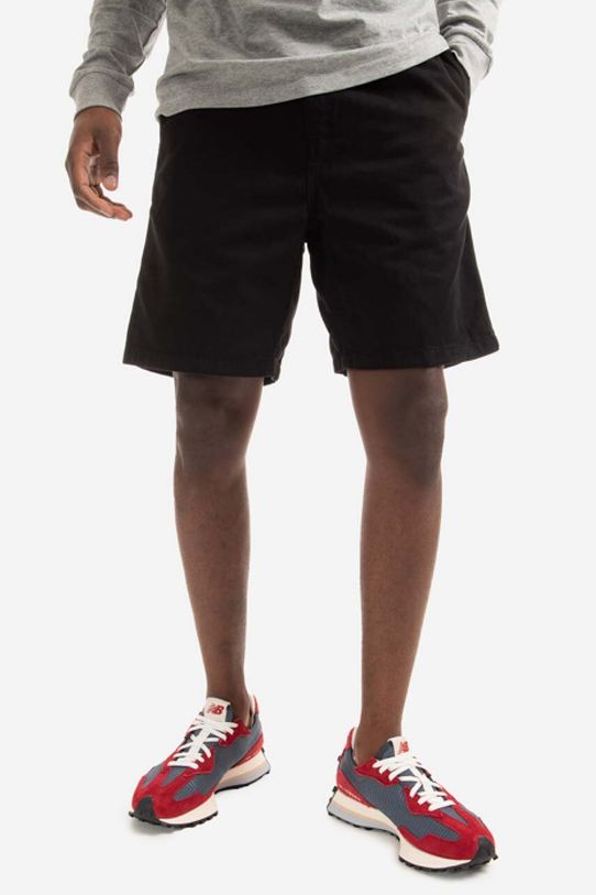 Carhartt WIP pantaloni scurți din bumbac Flint Short uni negru I030480.BLACK
