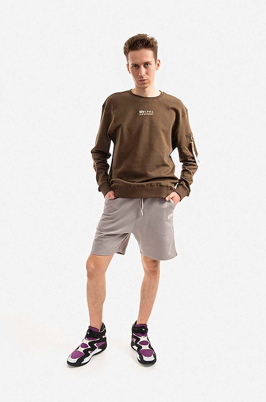 Bavlněné šortky Alpha Industries 106365.643 šedá AA00