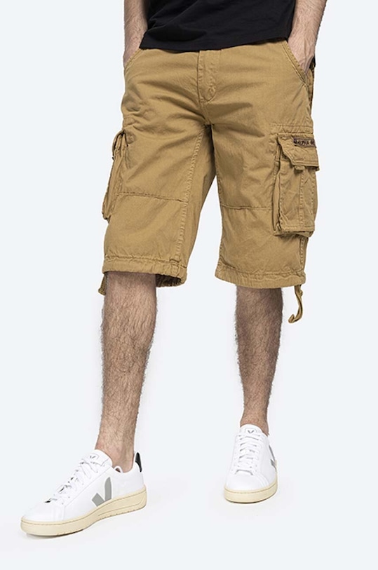 Bavlněné šortky Alpha Industries Jet Short látka hnědá 191200.13