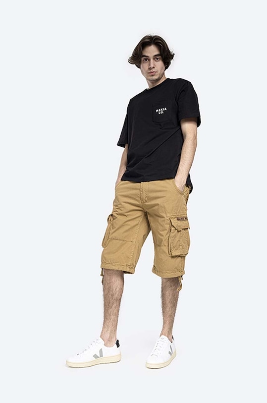 Bavlněné šortky Alpha Industries Jet Short 191200.13 hnědá AA00