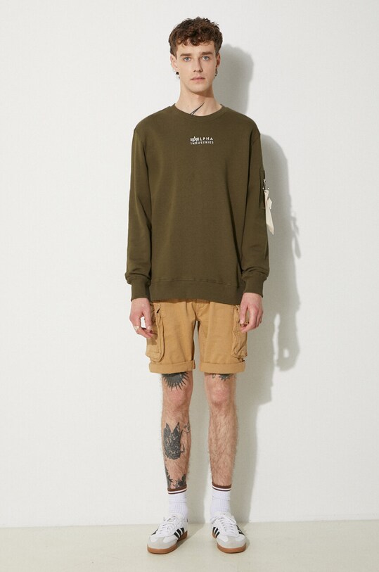 Bavlnené šortky Alpha Industries Crew Short 176203.14 béžová SS25