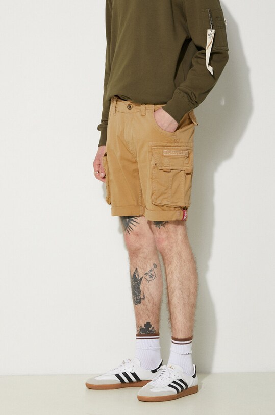 Bavlnené šortky Alpha Industries Crew Short béžová 176203.14