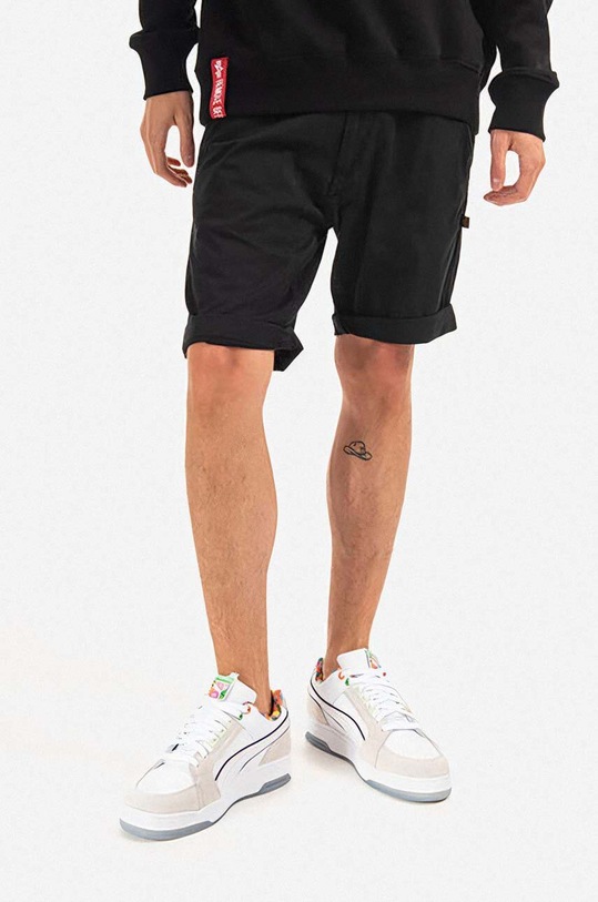 Памучен къс панталон Alpha Industries Kerosene Short 176204 03 памук черен 176204.03